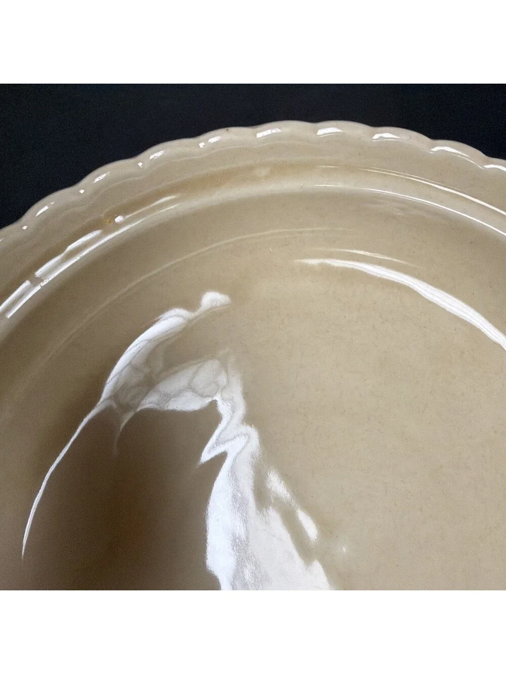 Vintage Lillian Vernon Pumpkin Pie Plate Pan Bottom Scalloped Edge Ceramic 11.25